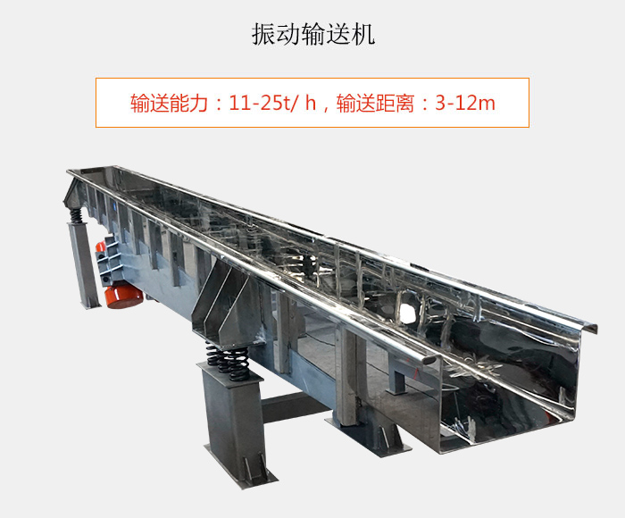 振動(dòng)輸送機(jī)：輸送能力：11-25t/ h，輸送距離：3-12m